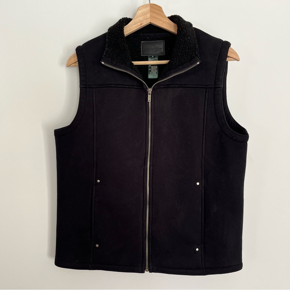 Lauren Ralph Lauren Black Vest Faux Suede Fleece Lined Size M